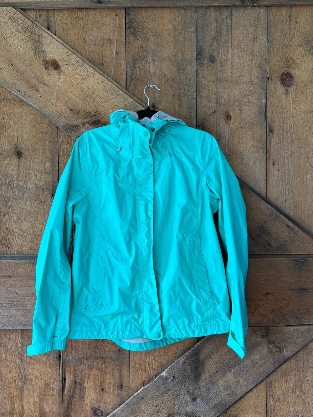 L.L. Bean Women’s Teal Hooded Rain Jacket